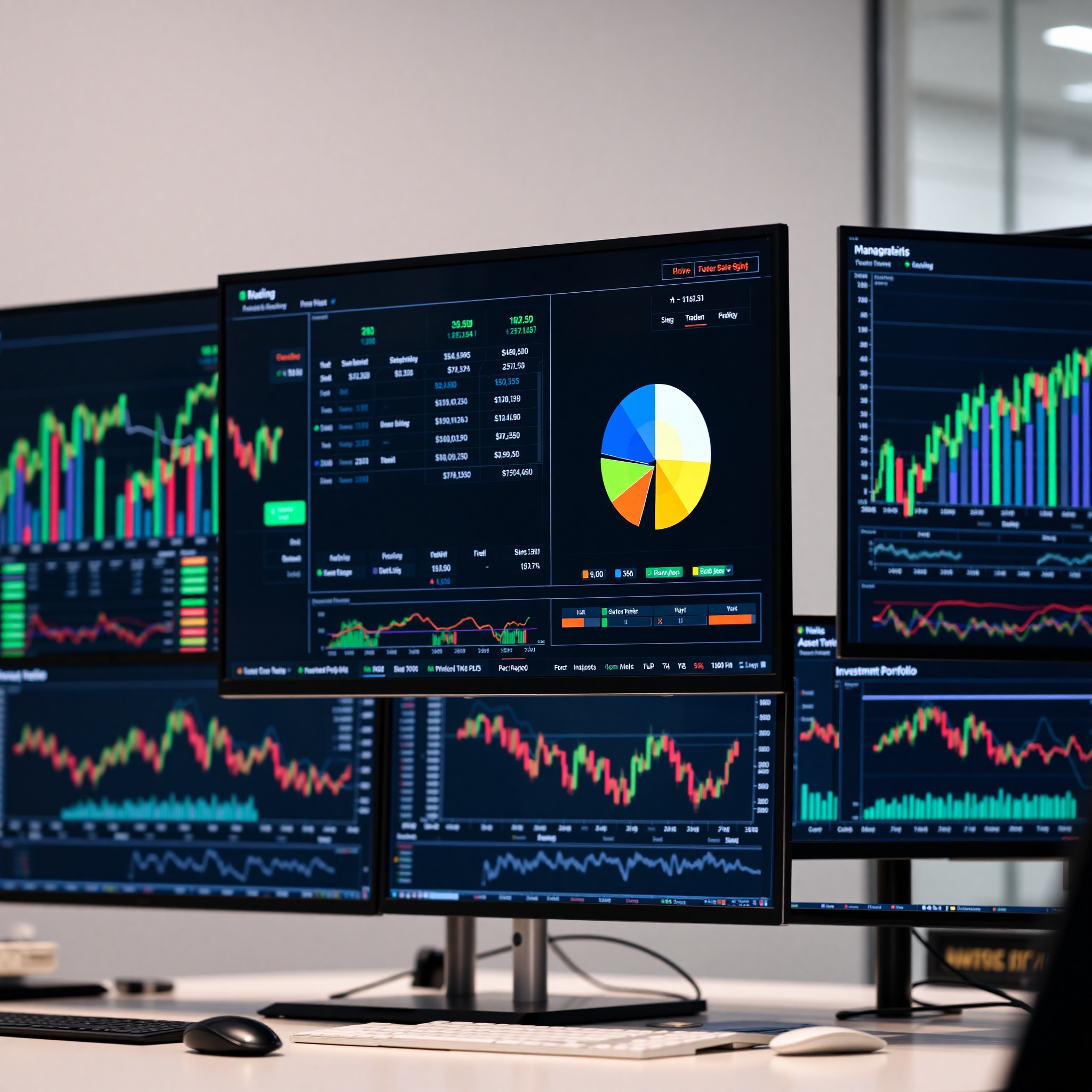 Professional photo of investment portfolio analysis showing diversified asset allocation on computer